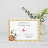 Invitation Buffle Jaune Plaid Dîner Citrouille Thanksgiving (Debout devant)
