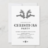 Invitation Buffle noir blanc Plaid Deer Christmas Party (Devant)
