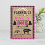 Invitation Buffle noir rose Plaid Girl Anniversaire Invitatio (Debout devant)