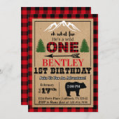 Invitation Buffle noir rouge Plaid Anniversaire Fête Invitati (Devant / Derrière)