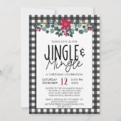 Invitation Buffle noir rustique blanc Plaid Christmas Party (Devant)