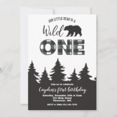 Invitation Buffle Ours Sauvage Posé Premier anniversaire Invi (Devant)