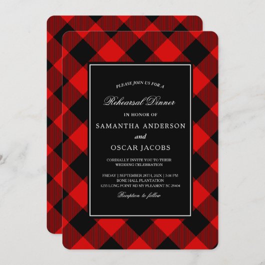 Invitation Buffle rouge et noir déposé (Devant / Derrière)