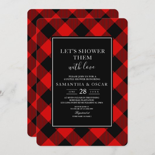 Invitation Buffle rouge et noir déposé (Devant / Derrière)