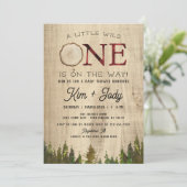 Invitation Buffle rustique Vérifier Wild Un Baby shower (Debout devant)