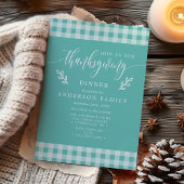 Invitation Buffle turquoise Et Blanc Vérifier Dîner D'Action