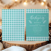 Invitation Buffle turquoise Et Blanc Vérifier Dîner D'Action