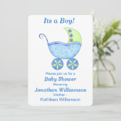 Invitation Buggy Carriage C'est un garçon Baby shower Invitat (Debout devant)