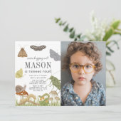 Invitation Bugs & Insectes Mushroom Boy Photo Anniversaire (Debout devant)