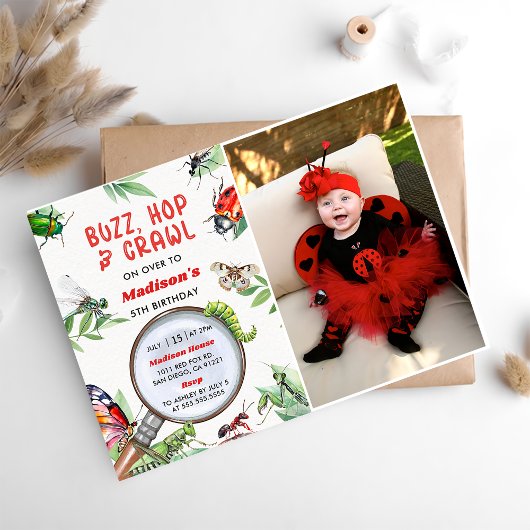 Invitation Bugs & Insectes Vintage fête d'anniversaire Invita