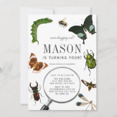 Invitation Bugs & Insects Anniversaire Garçon Vintage (Devant)