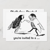 Invitation Bugs vintages Fly Insects Danser Anniversaire Fête (Devant / Derrière)