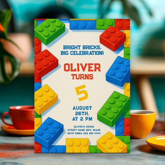 Invitation Build & Celebration - Toy Brick Anniversaire