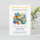 Invitation Building Block Splash Boy Birthday Party (Debout devant)