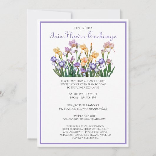 Invitation Bulbes d'iris pour échange de fleurs  (Devant)