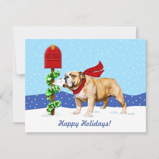 Invitation Buldog Christmas Holiday Mail (Devant)