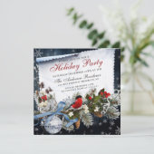 Invitation Bulfinch & Holly Berry Fête de Noël (Debout devant)