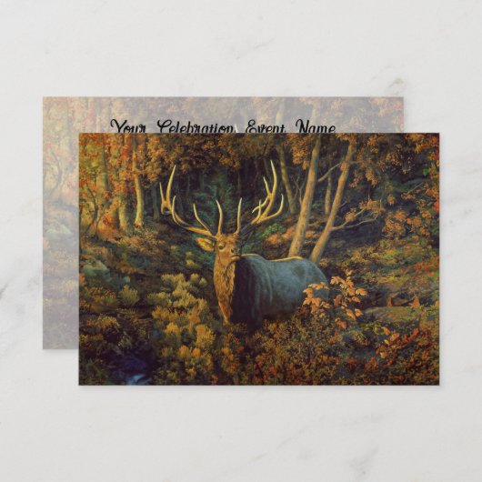 Invitation Bull Elk dans la forêt d'automne (Devant / Derrière)