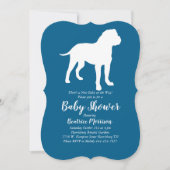 Invitation Bull Mastiff Chien Baby shower Blue Boy (Devant)