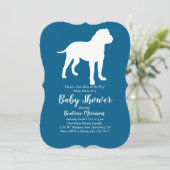 Invitation Bull Mastiff Chien Baby shower Blue Boy (Debout devant)