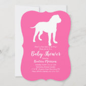 Invitation Bull Mastiff Chien Baby shower fille rose (Devant)