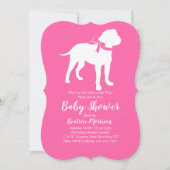 Invitation Bull Mastiff Chien Baby shower fille rose (Devant)