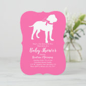 Invitation Bull Mastiff Chien Baby shower fille rose (Debout devant)