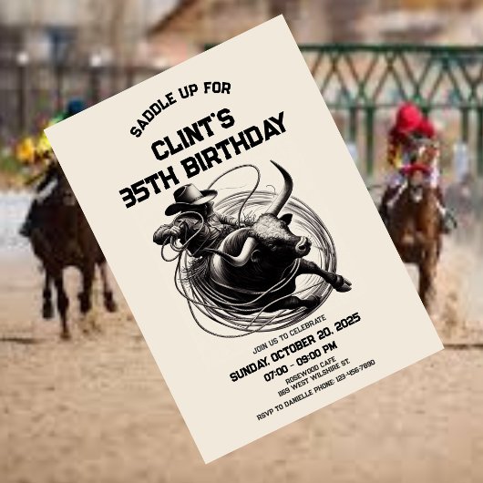 Invitation Bull Riding Rodeo Invitation, Cowboy Anniversaire