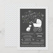 Invitation Bull Terrier Baby shower Chien Neutre Genre (Devant / Derrière)