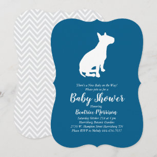 Invitation Bull Terrier Chien Baby shower Blue Boy