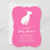 Invitation Bull Terrier Chien Baby shower fille rose (Devant)