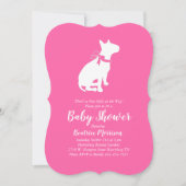 Invitation Bull Terrier Chien Baby shower fille rose (Devant)