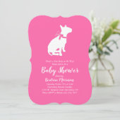 Invitation Bull Terrier Chien Baby shower fille rose (Debout devant)