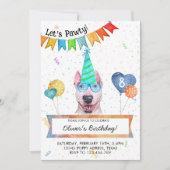 Invitation Bull Terrier laisse Pawty Dog fête d'anniversaire (Devant)