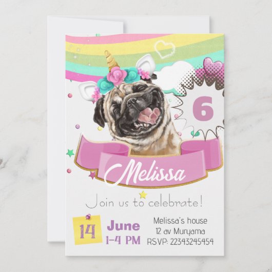 Invitation bulldog, Anniversaire de chien de chiot (Devant)