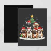 Invitation Bulldog Christmas Tree Santa Hat Puppy Amateurs (Devant / Derrière)