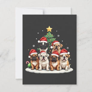 Invitation Bulldog Christmas Tree Santa Hat Puppy Amateurs