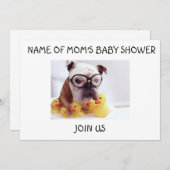 INVITATION BULLDOG ET DUCKIES EN CAOUTCHOUC BABY SHOWER INVIT (Devant / Derrière)