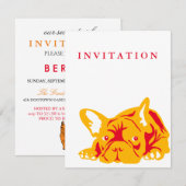 Invitation Bulldog français rouge (Devant / Derrière)