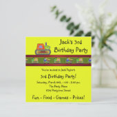 Invitation Bulldozer Jaune Boy 3ème anniversaire fête Invitat (Debout devant)