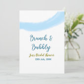 Invitation Bulle d'aquarelle dorée bleue et thème de mariage  (Debout devant)
