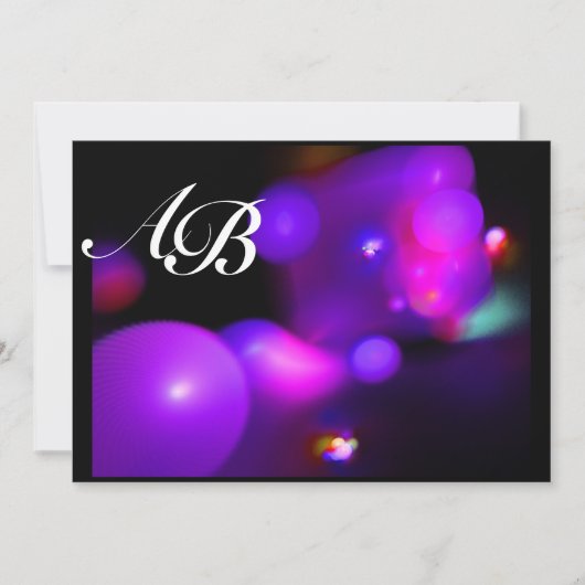 Invitation BULLE DE QUANTIQUE noir rose violet fuchsia (Devant)