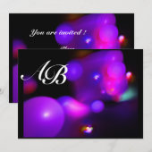 Invitation BULLE DE QUANTIQUE noir rose violet fuchsia (Devant / Derrière)