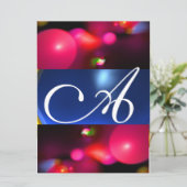 Invitation BULLE DE QUANTUM MONOGRAMME rouge bleu (Debout devant)