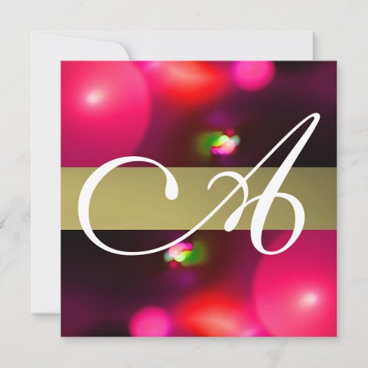 Invitation BULLE DE QUANTUM MONOGRAMME rouge gris (Devant)