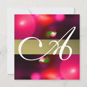 Invitation BULLE DE QUANTUM MONOGRAMME rouge gris