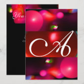 Invitation BULLE DE QUANTUM MONOGRAMME rouge noir rose (Devant / Derrière)