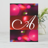 Invitation BULLE DE QUANTUM MONOGRAMME rouge noir rose (Debout devant)