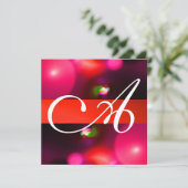 Invitation BULLE DE QUANTUM MONOGRAMME rouge noir rose (Debout devant)