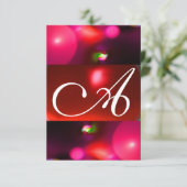 Invitation BULLE DE QUANTUM MONOGRAMME rouge noir rose rsvp (Debout devant)
